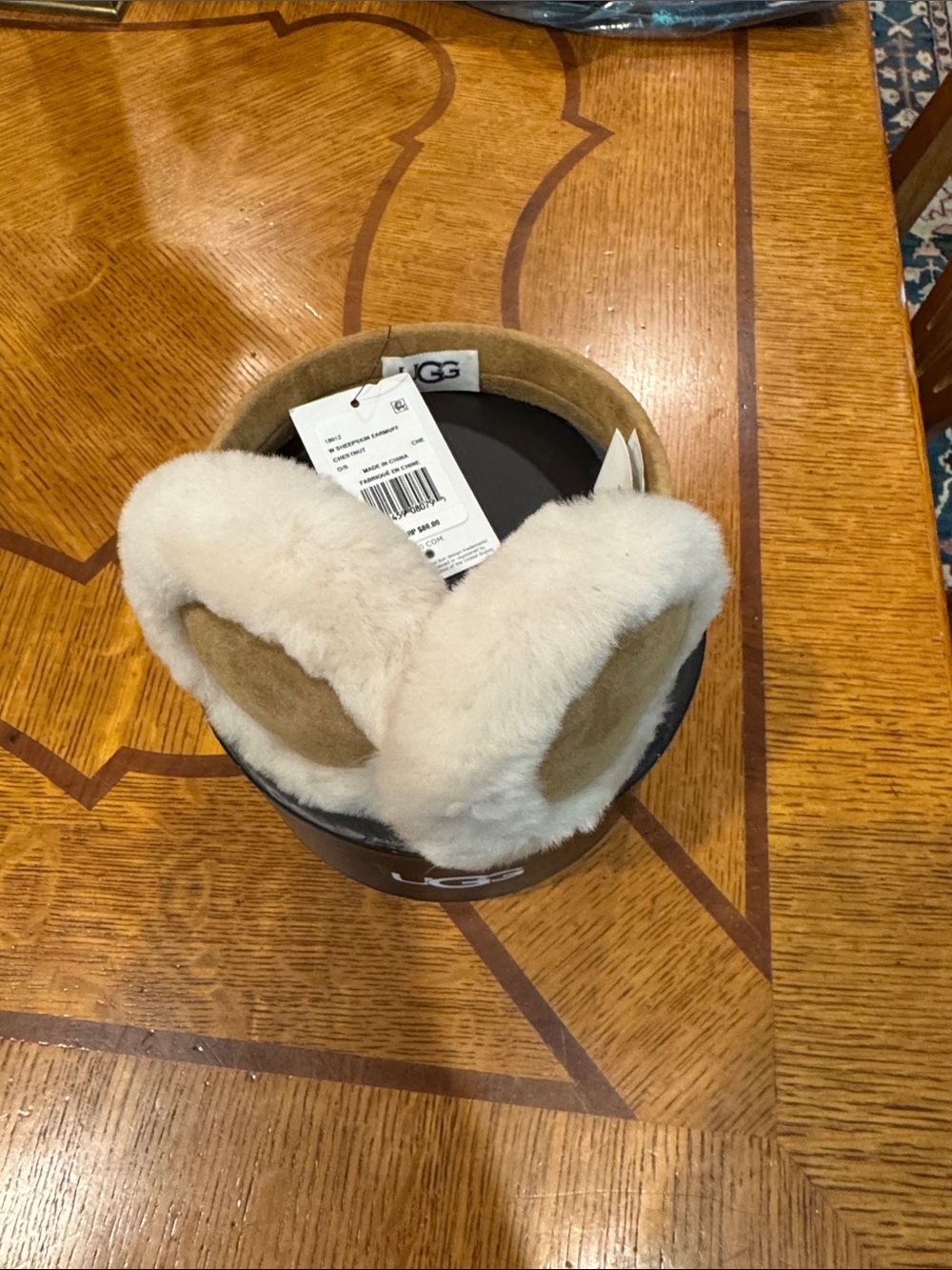 UGG Chestnut and Cream Shearling Earmuffs